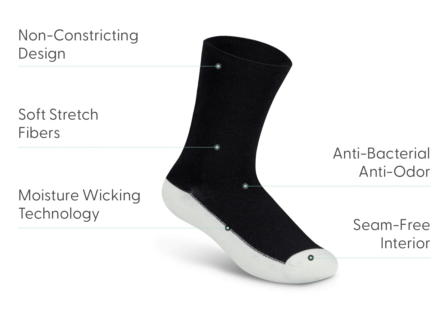 Casual/Dress Diabetic Socks - Black - Image 3