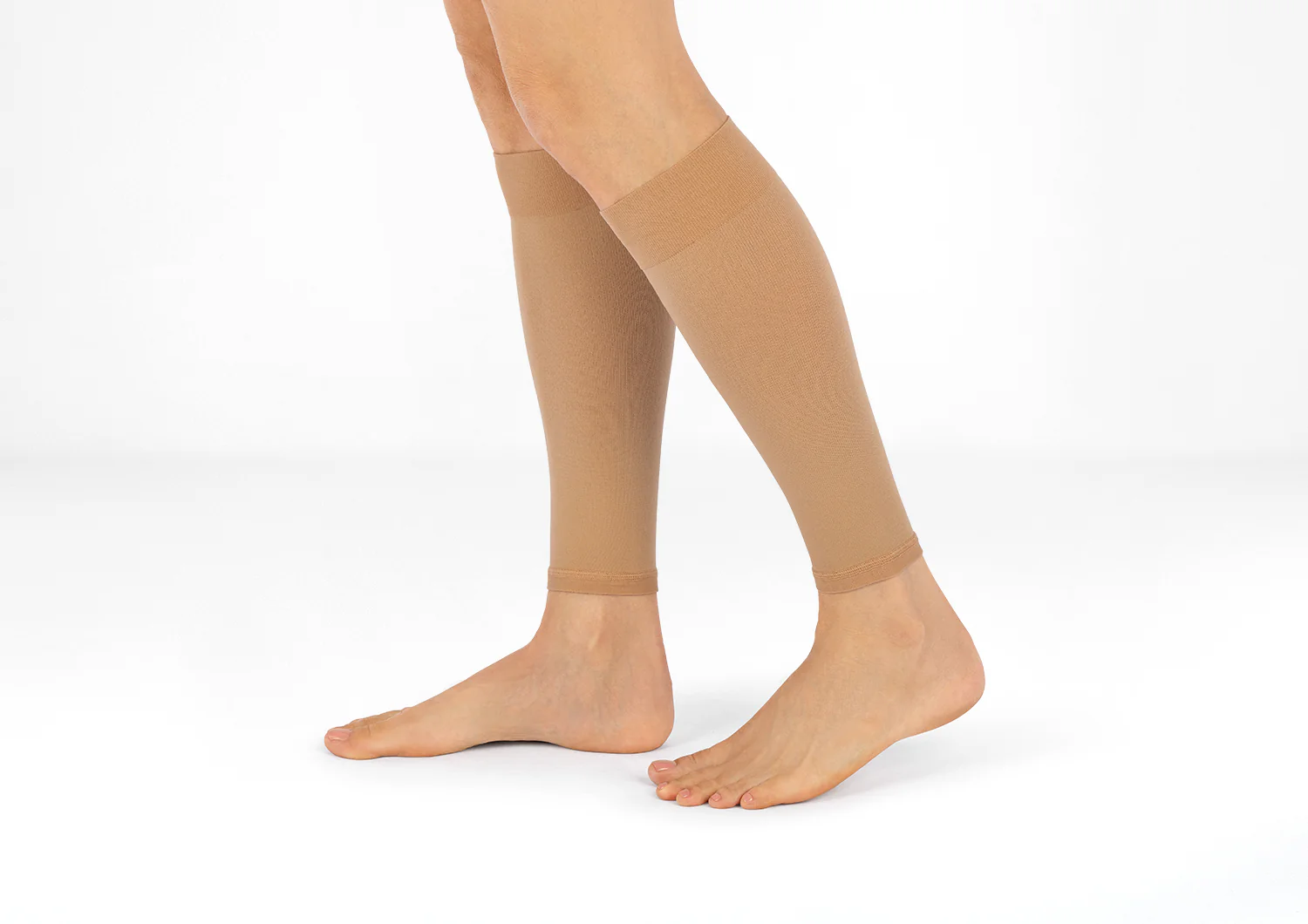 Compression Calf Sleeves Wide 20-30 mmHg - Tan - Image 2