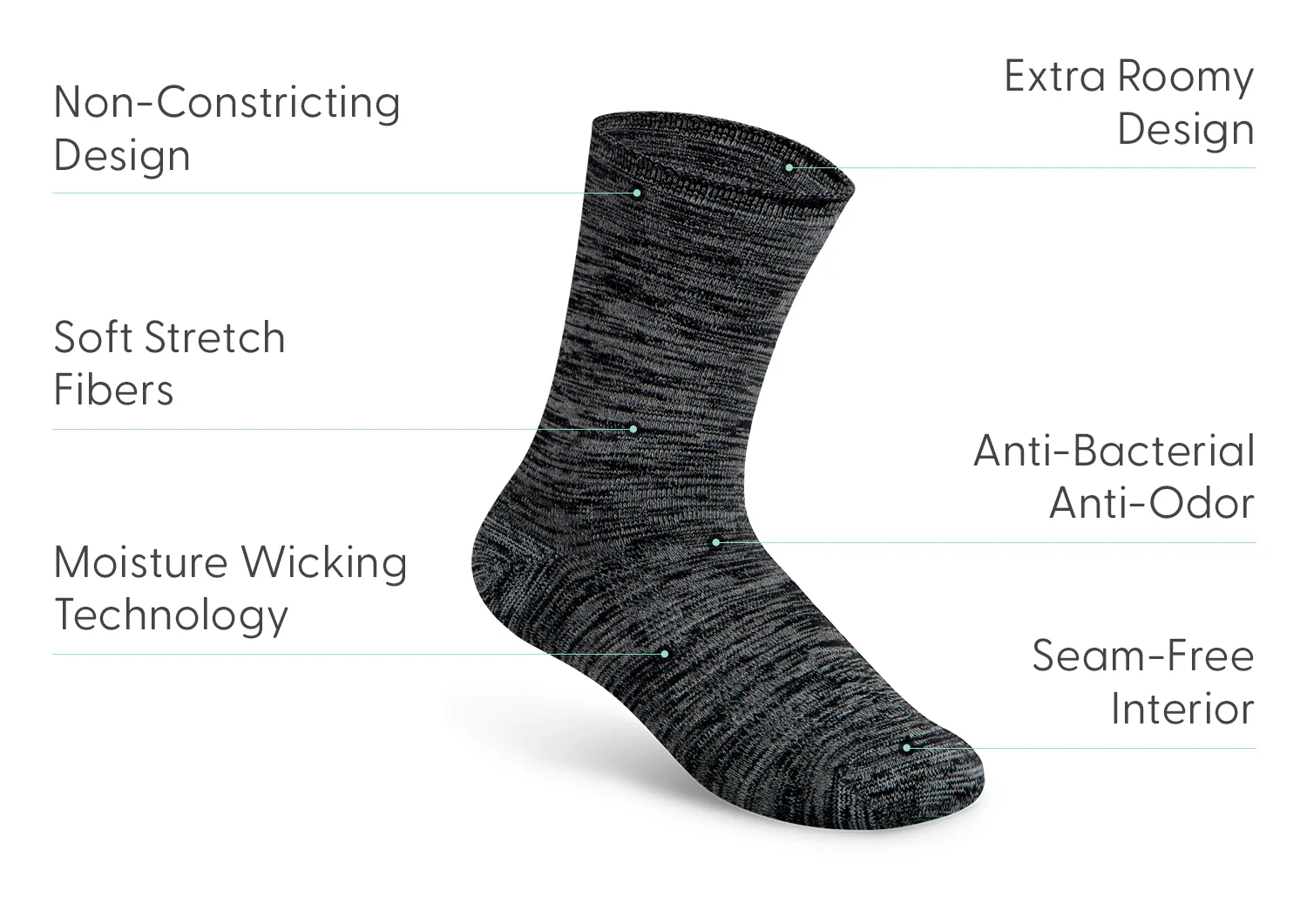 Extra Roomy Socks (Thick) - Black/Gray - Image 3
