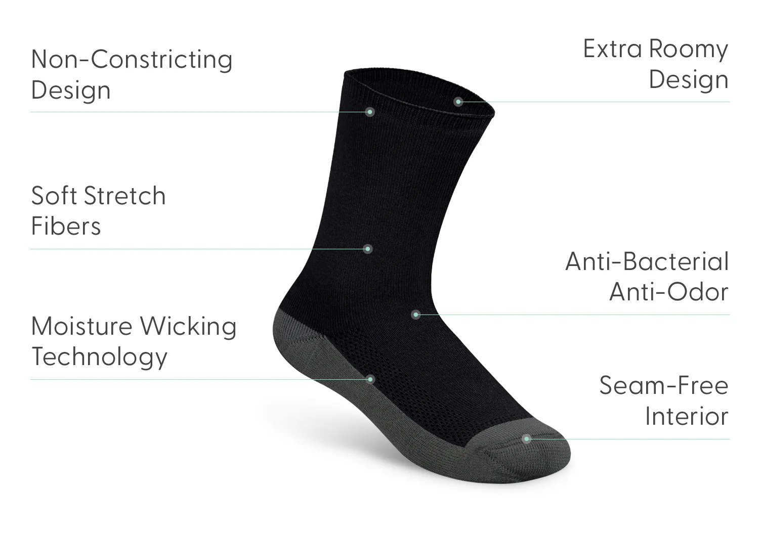 Extra Roomy Socks (Thick) - Charcoal - Image 3