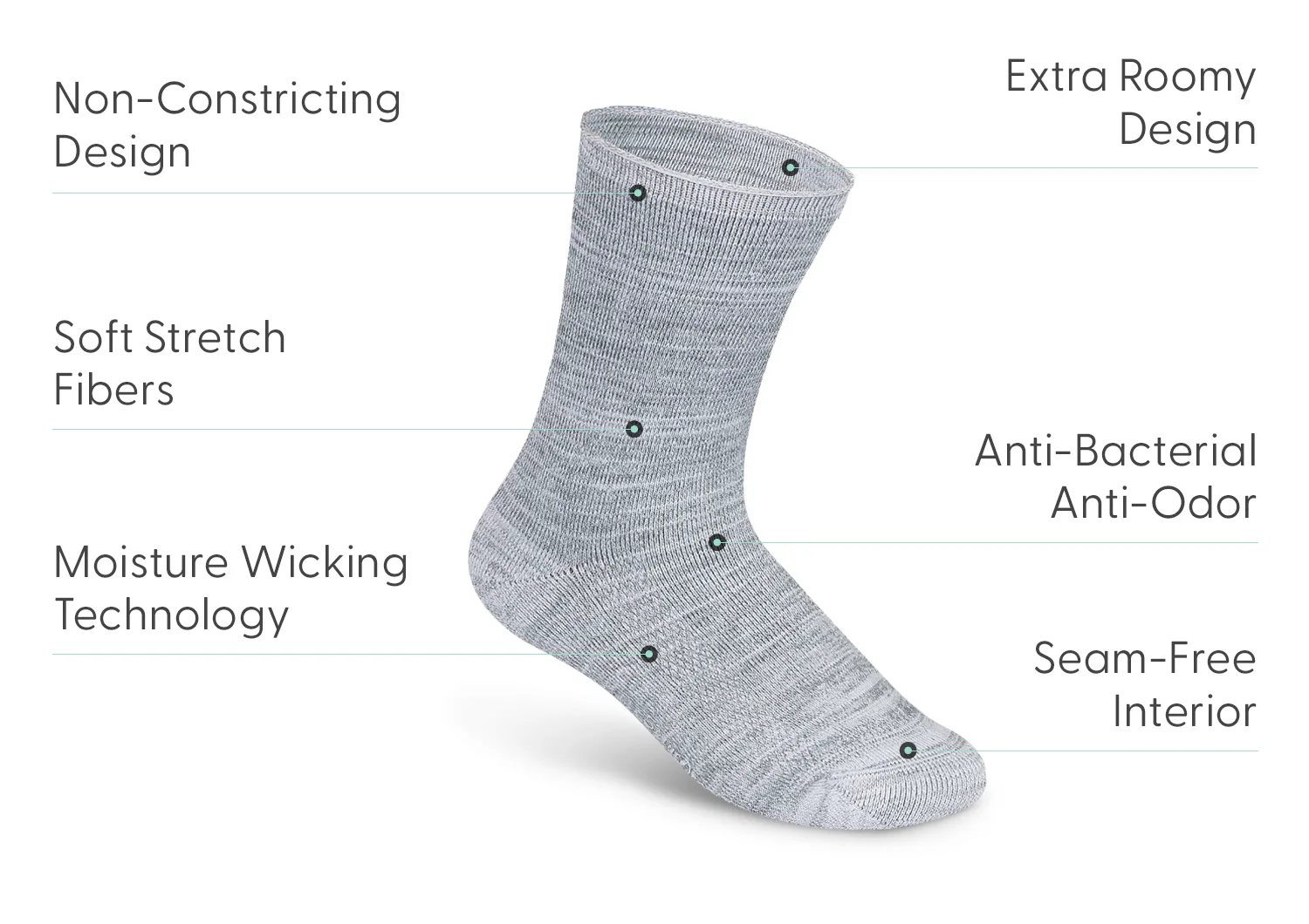 Extra Roomy Socks (Thick) - Gray - Image 3